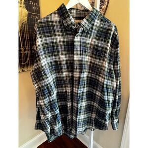 LL Bean Men's plaid flannel shirt XL green plaid